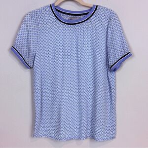 Fransa Denmark Viscose Ringer Printed Short Sleeve T-shirt Blue